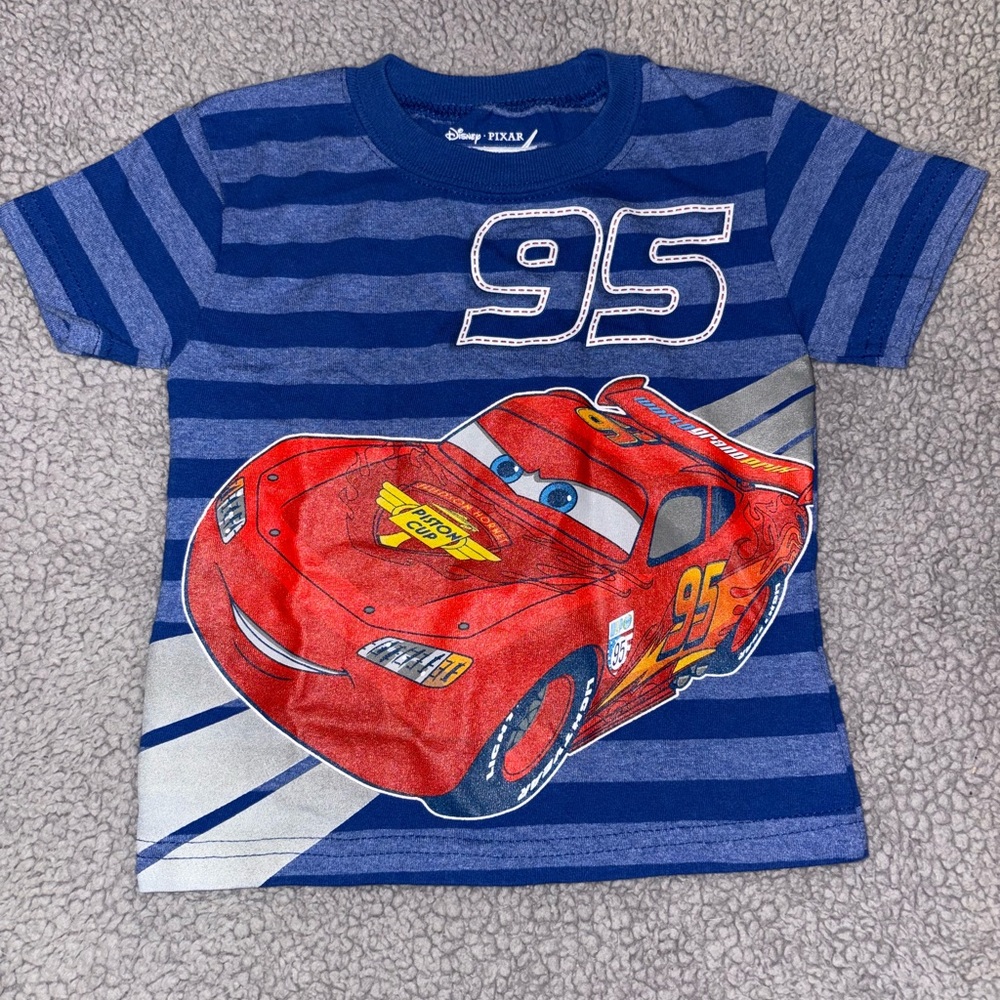 Disney Pixar Lightning McQueen Kids T-Shirt - Blue and Red-rare